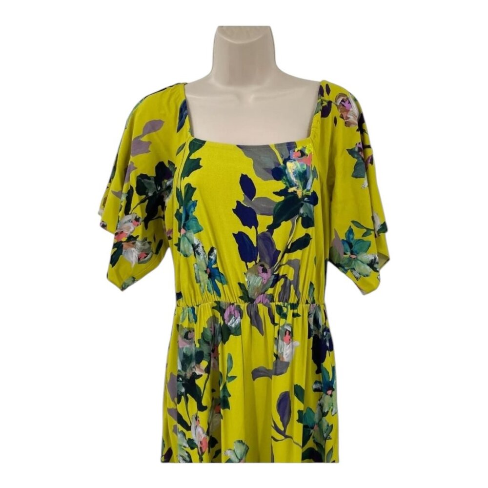 Soft Surroundings Yellow Floral Maxi Dress Medium Smocked Cotttagecore Flutter - Picture 3 of 8